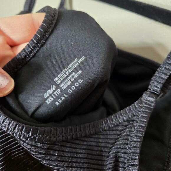Aerie One Piece Full Coverage Black Swim XXS - Picture 4 of 6